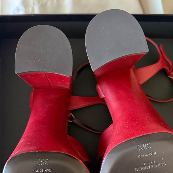Saint Laurent Red Leather Knot Platform Sandals - Picture 7 of 10